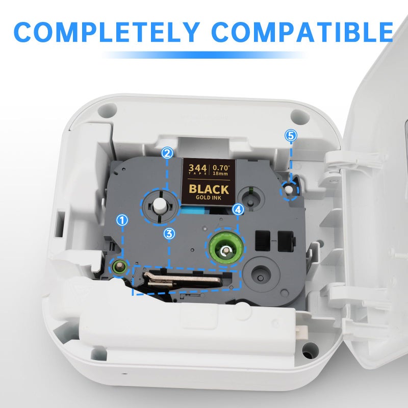 Unismar Compatible for Brother TZe-344 TZ344 TZ 18mm 0.7 Laminated Gold on Black Label Tape for Brother Ptouch PTD400AD PTD400VP PT-D600 PT-P700 PT-P900W Label Maker Tapes, 3/4 in x 26.2ft, 2-Pack - Image 5